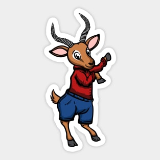 Cute Anthropomorphic Human-like Cartoon Character Impala in Clothes Sticker